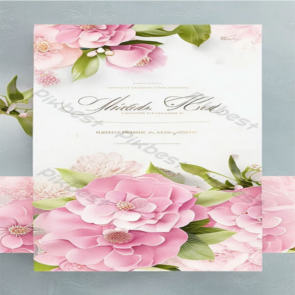Template Undangan Pernikahan Floral AI & PSD