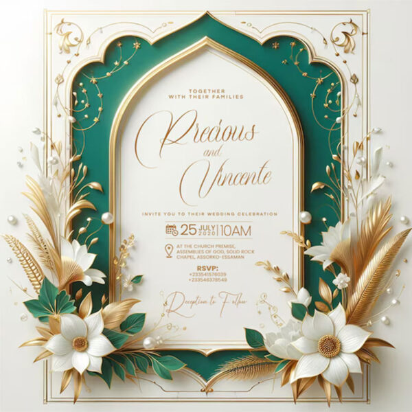 Template Undangan Luxury Wedding AI & PSD