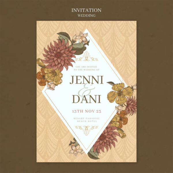 Template Undangan Rustic Theme AI & PSD