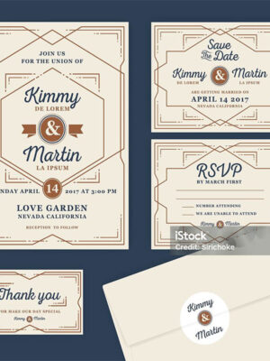 Template Undangan Vintage Letterpress AI