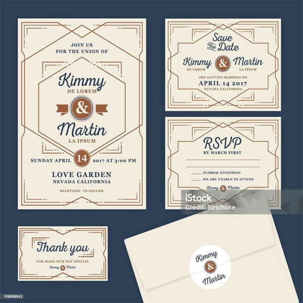 Template Undangan Vintage Letterpress AI
