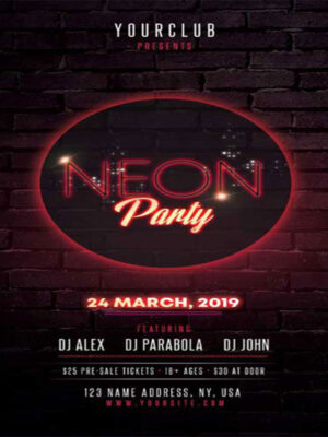 20+ Undangan Digital Neon Light Theme PSD